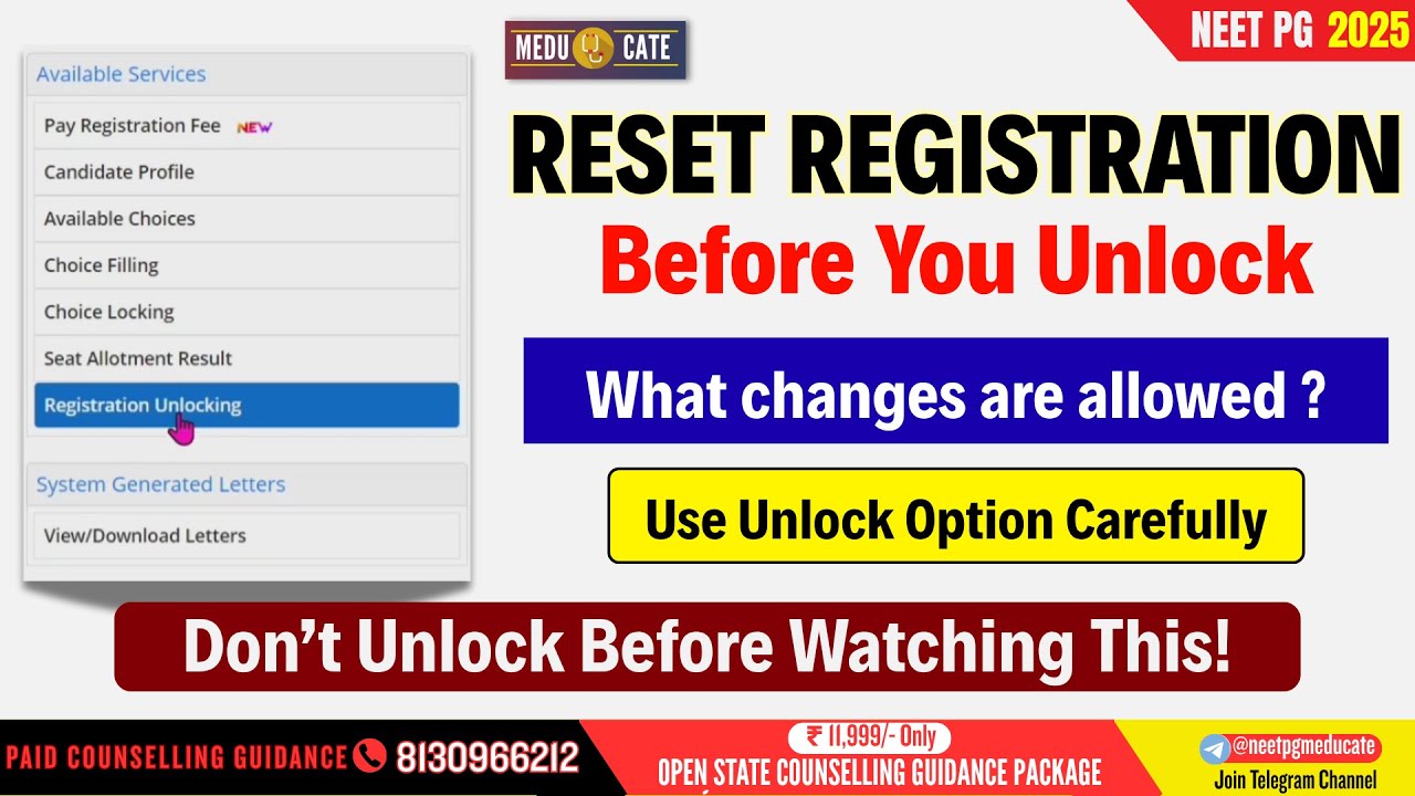 NEET PG 2025: Don&rsquo;t Unlock Before Watching This! | MCC Registration Reset Explained&rdquo;