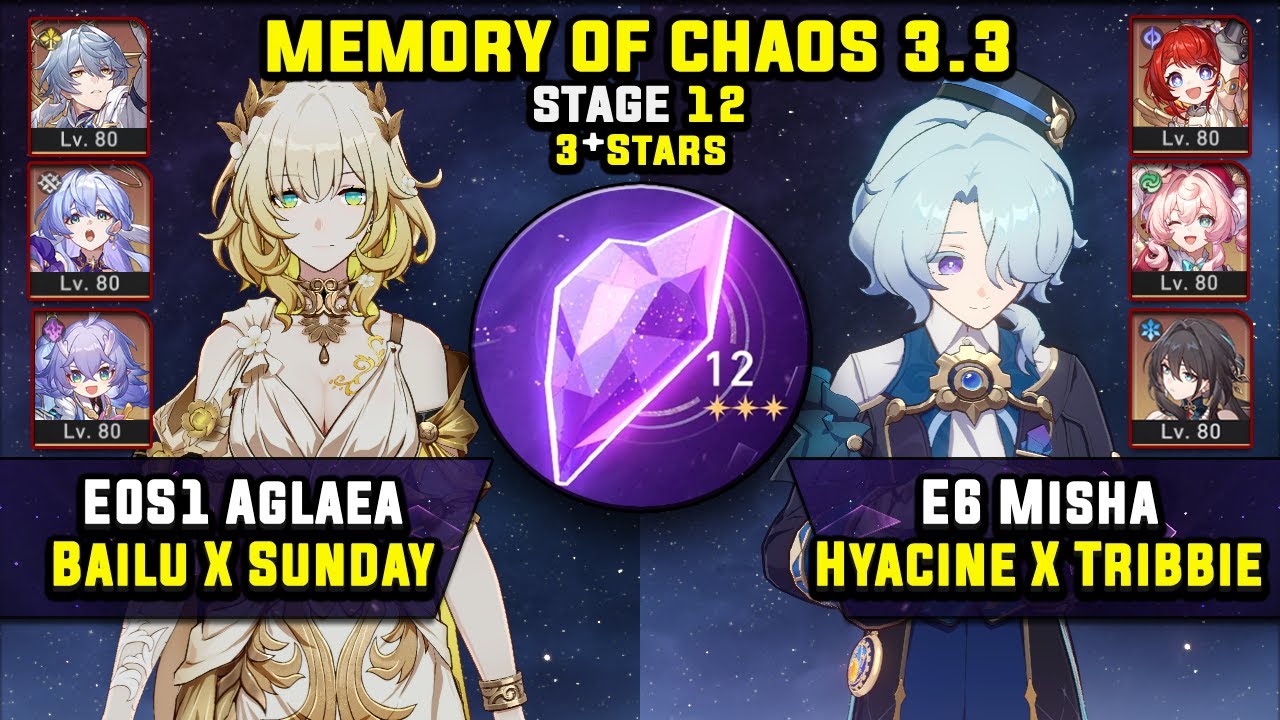 E0 Aglaea Carry & E6 Misha Carry W/ Hyacine (3 Stars) Memory Of Chaos 12 Honkai Star Rail 3.3