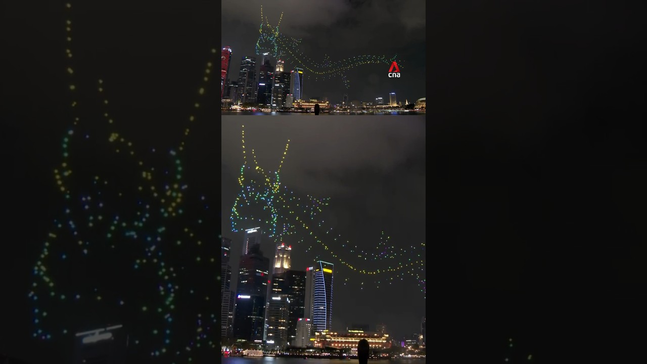 Stunning dragon drone show at Singapore’s Marina Bay for Lunar New Year