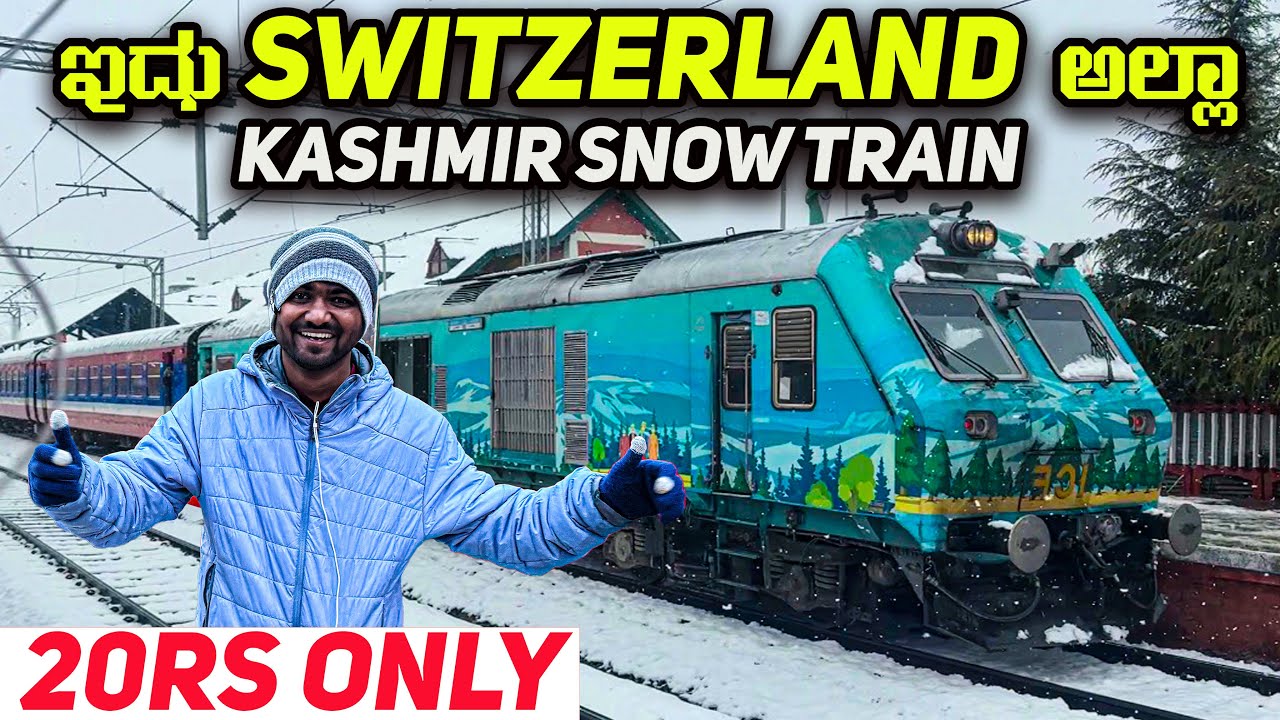 20rs ಅಲ್ಲಿ ಕಾಶ್ಮೀರ Snow ಟ್ರೈನ್ ಮಜಾ | Srinagar To Qazigund Memu Train Journey | RCDINSIDEHIT