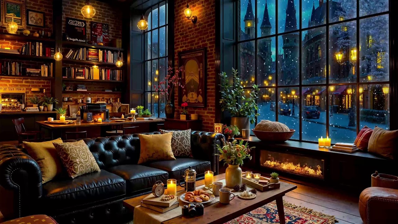 Winter Morning Coffee Shop Ambience with Piano Jazz ❄️ Smooth Jazz for Calm Work