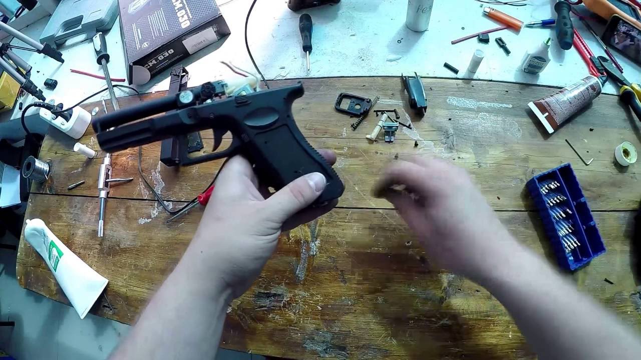 Разборка пистолета(электроглока)CYMA CM 030 (Glock 18C)