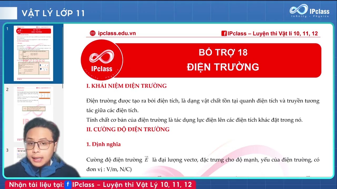 BỔ TRỢ 18: ĐIỆN TRƯỜNG | Khóa 2k9 - Vật lí 11 | IPclass