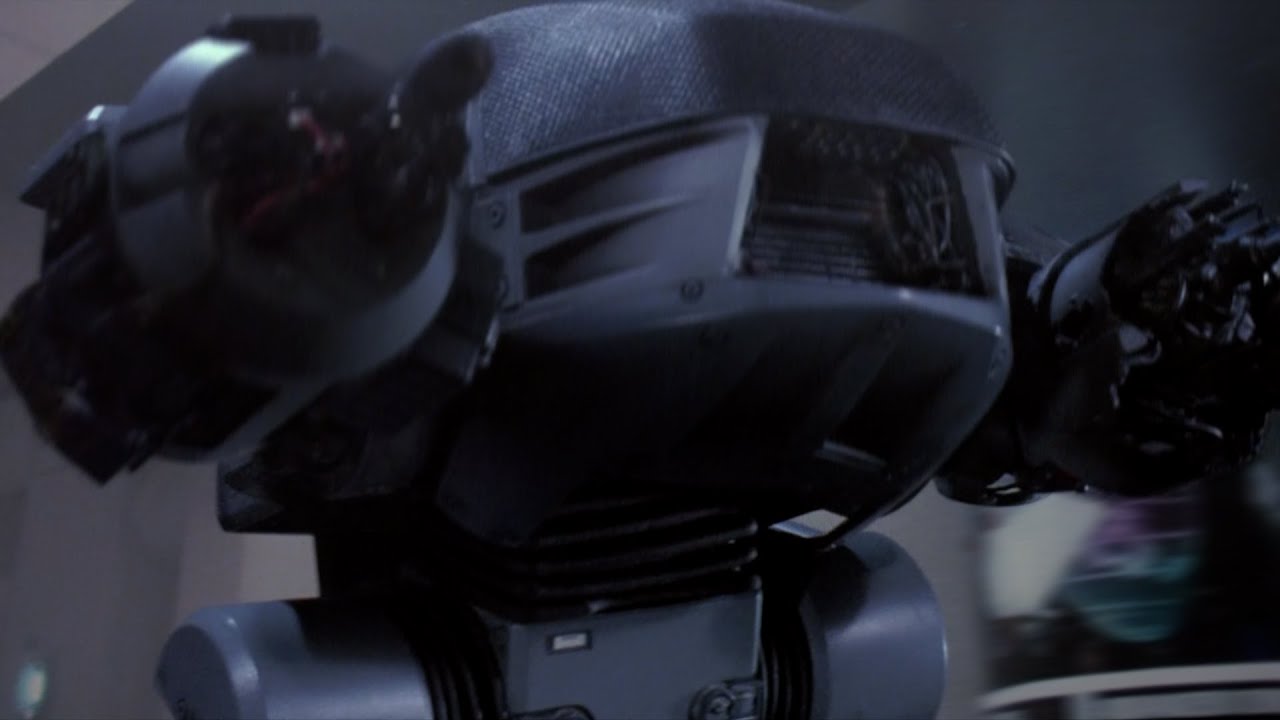 [AI-Smoothed / Motion Blurred] Robocop (1987) - Robocop vs ED-209 vs Stairs