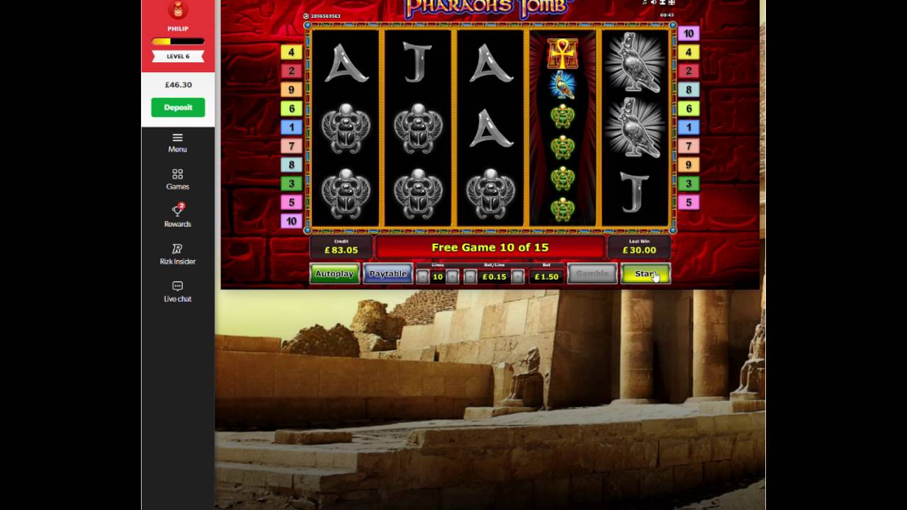 Pharaoh&rsquo;s Tomb   Rizk Casino   15/09/2016 00:42am
