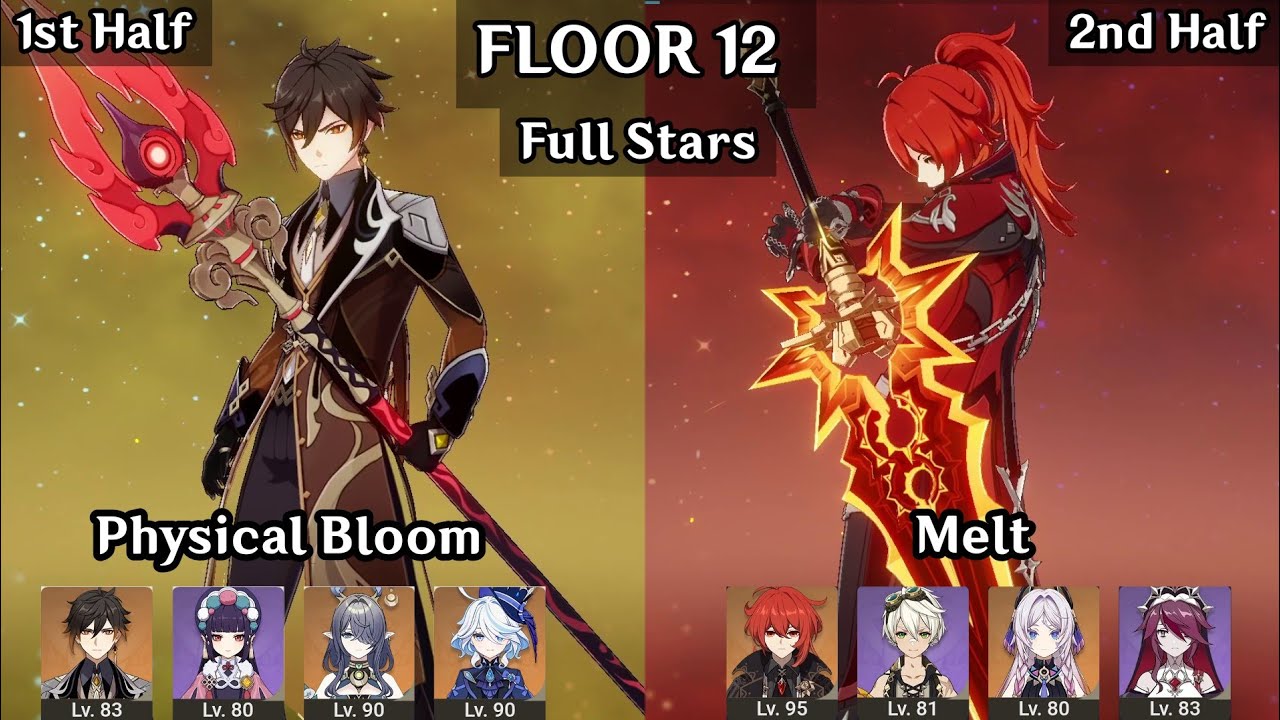 Zhongli Physical + Diluc Melt  | 6.1 Spiral Abyss Floor 12 9 Stars | Genshin Impact