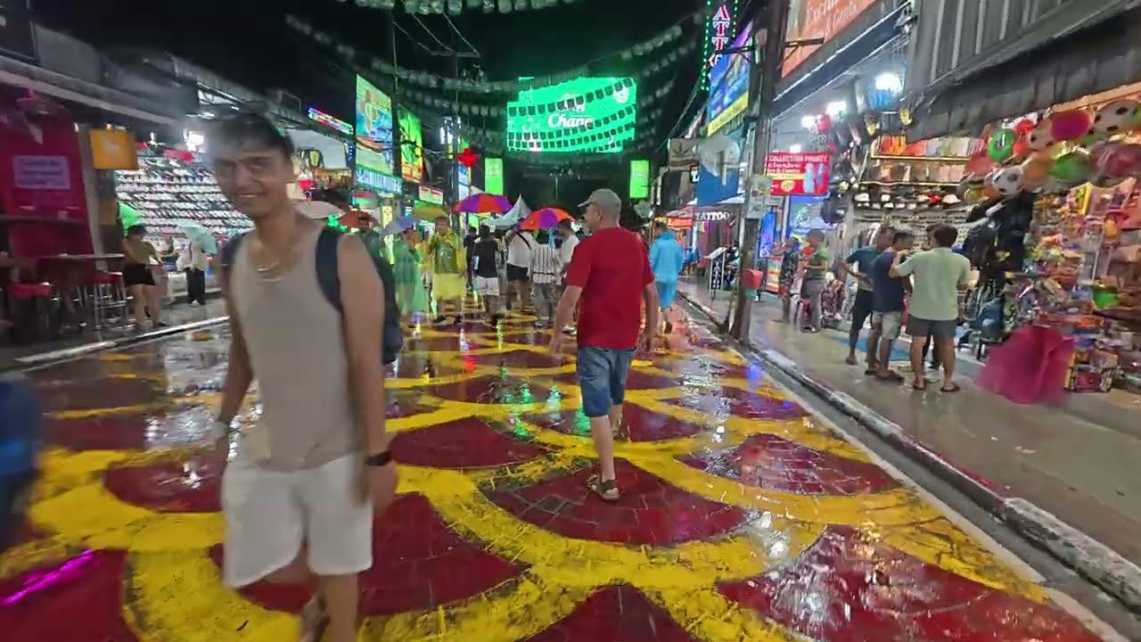 Rainy Day Walk in Bangla Walking Street, Phuket, Thailand