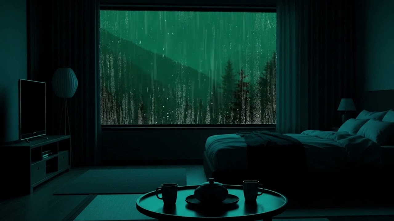 Heavy Rain in the Dark Forest 🌧🌲 | Black Screen Sleep Sounds for Stress Relief (No Ads)