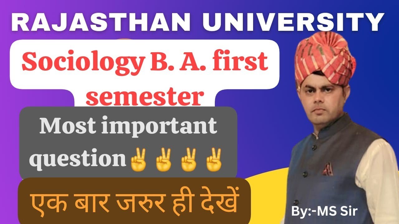 Sociology b. A first semester important question#  exam 2026# most question✌✌ Rajasthan university/