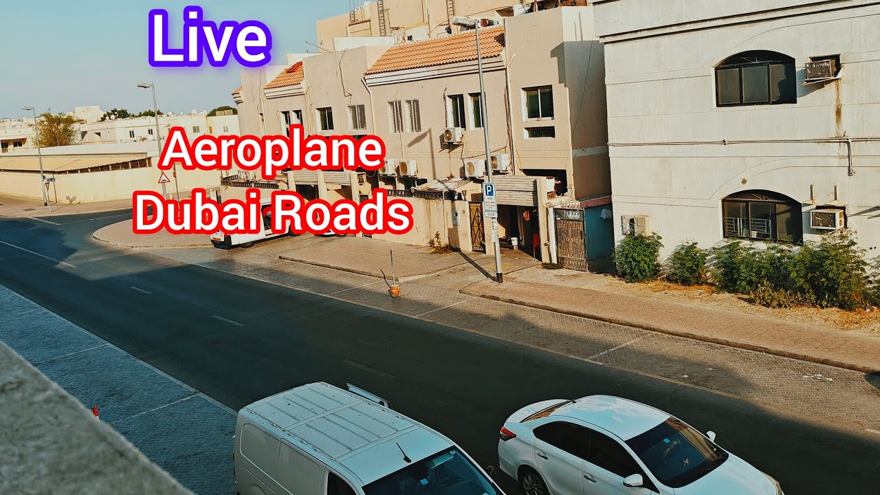 🔴Live Aeroplane Dubai Road Dubai Street view in Dubai.Driving in Dubai. Summer  heat in Duba