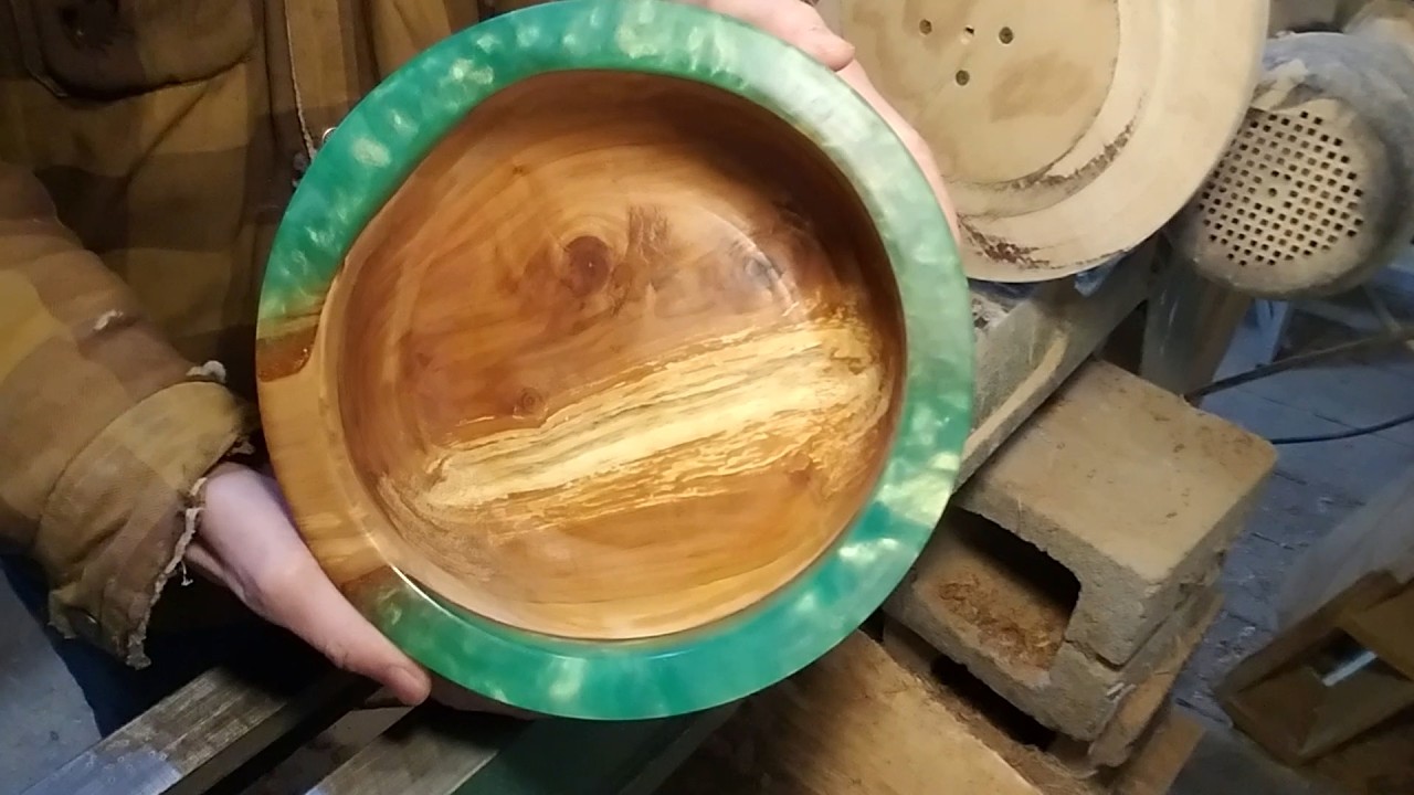 Natural Edge Apple Wood Bowl - Like A Green Jolly Rancher - Woodturning