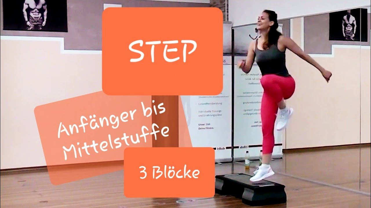 Step Aerobic, Stepchoreo Anfänger bis Mittelstuffe, 3 Blöcke AF-MS / L-Step, V-Step, I-Step, Lunge