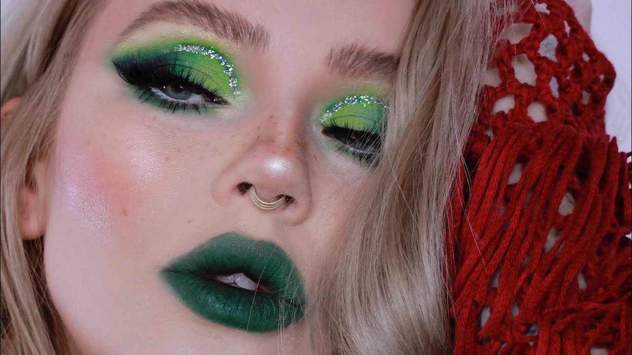 green glam makeup tutorial / holiday look 2018