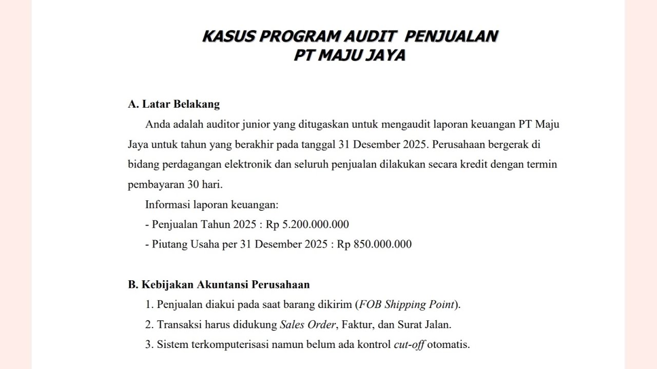 Kasus Program Audit Penjualan PT Maju Jaya [Kelompok 2]