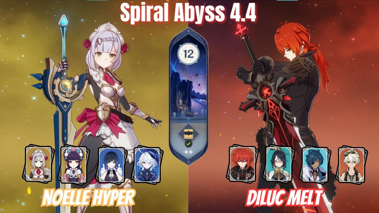 Noelle Wet Rock / Diluc Xianyun Kaeya Melt 4.4 Spiral Abyss Floor 12 9 Stars Genshin Impact