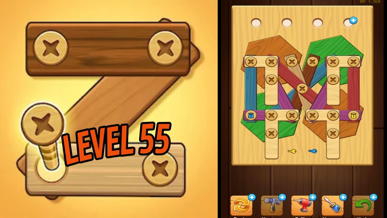 🏅 SCREW PUZZLE: Wood Nut & Bolt 🤪 Level 55 🧩 Gameplay Walkthrough