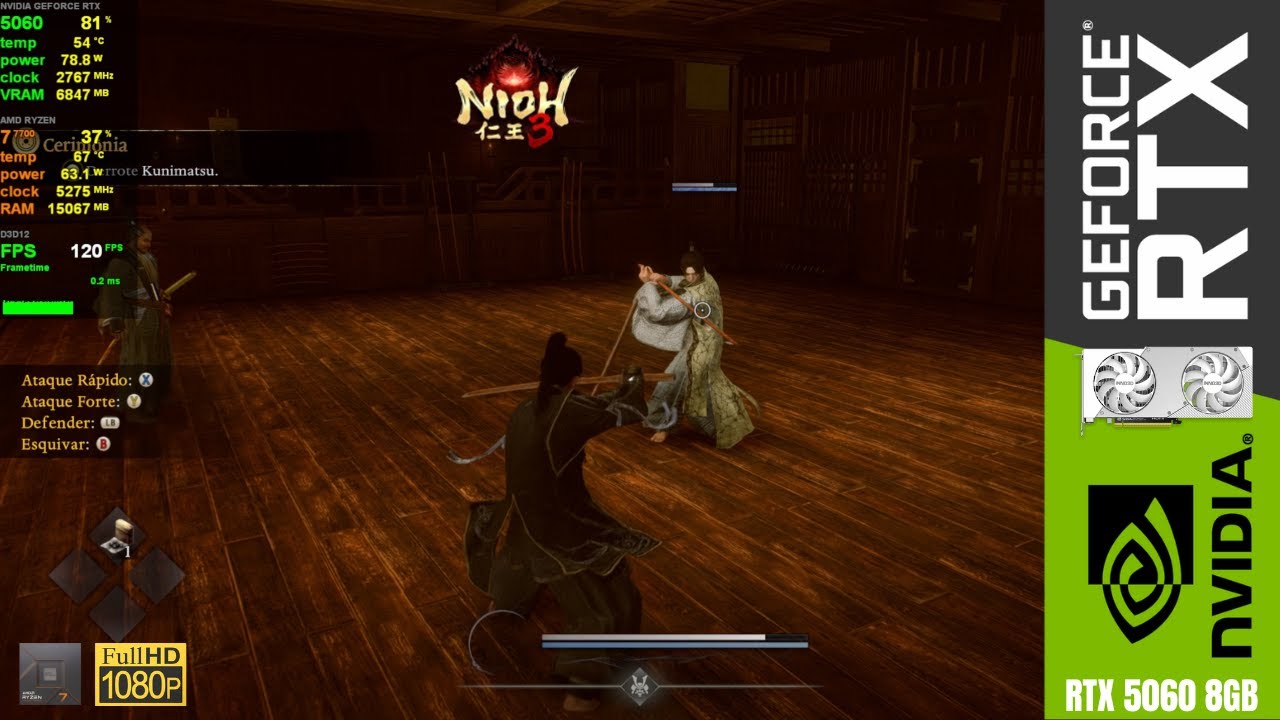 Nioh 3 Demo, Configurações Máximas, DLSS 65% + MFG 2X | RTX 5060 | R7 7700