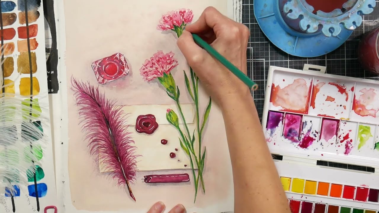 Love Letter Still Life (Featuring new Sennelier La Petite Aquarelle Watercolors)