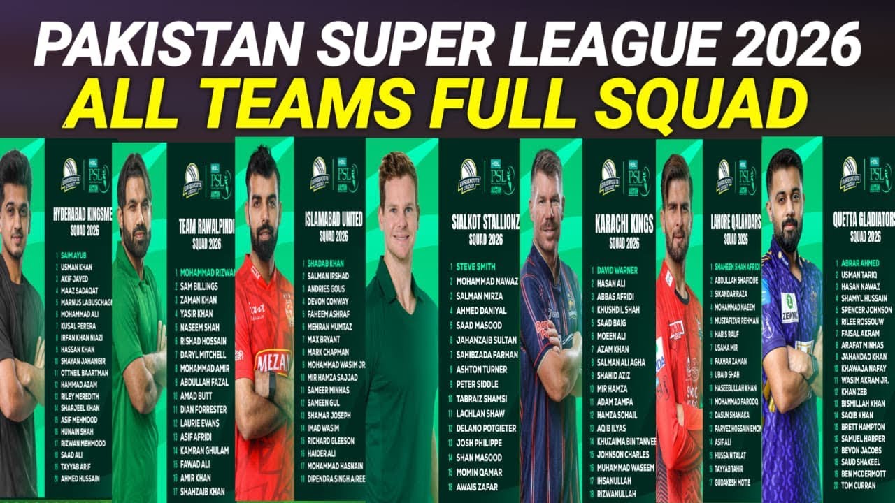 PSL 11 All Teams Squad | PSL 2026 All Teams Full Squad | PSL 11 Updates