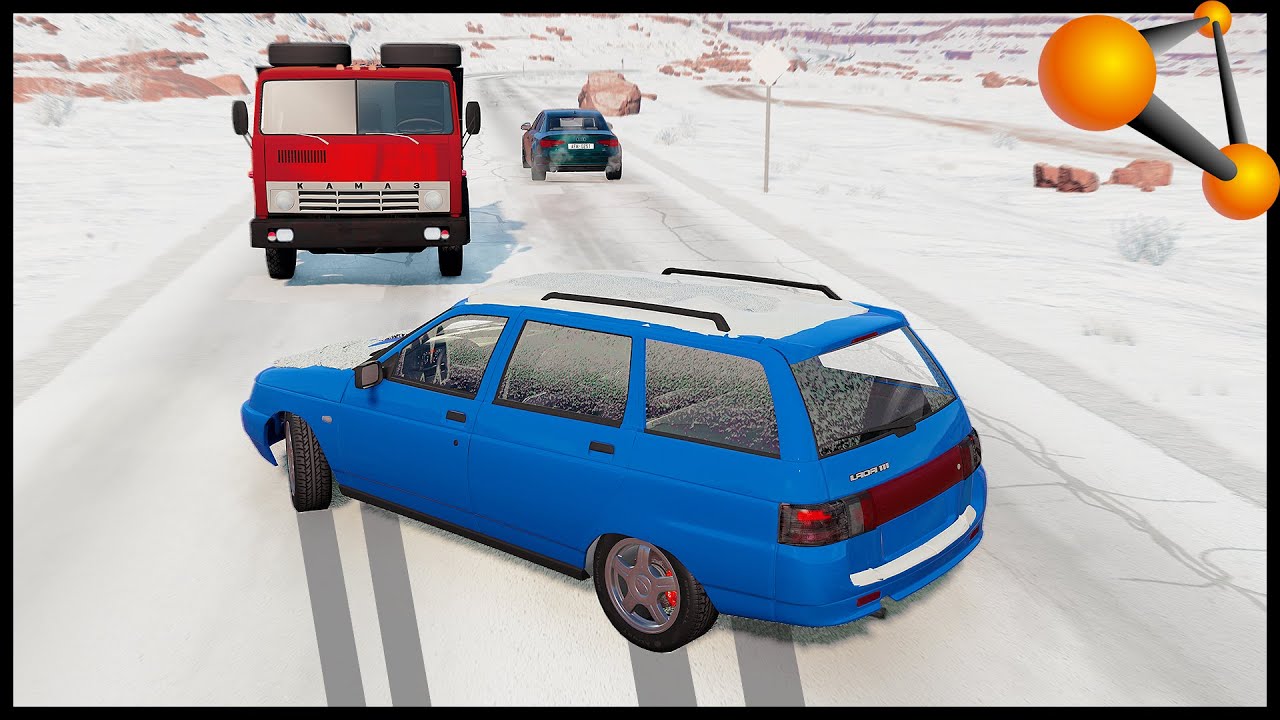 ТАЗЫ В ГОЛОЛЕД! Занесло НА ВСТРЕЧКУ! - BeamNg Drive
