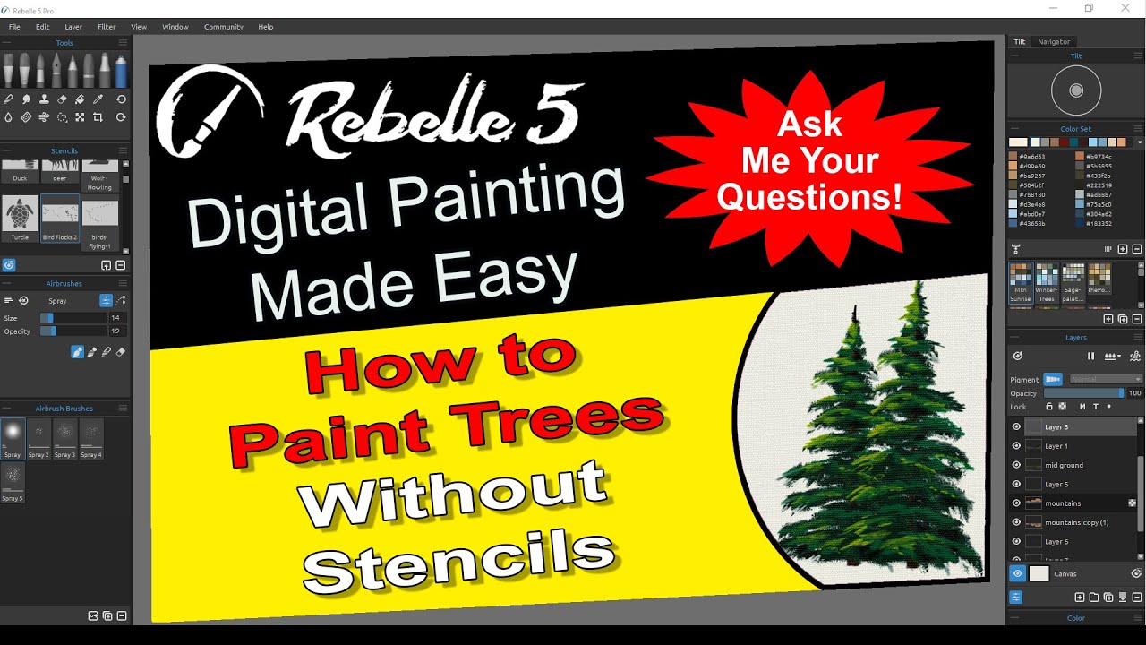 Rebelle 5 Pro Newbies Guide - How to Tutorial | Painting Trees without Stencils