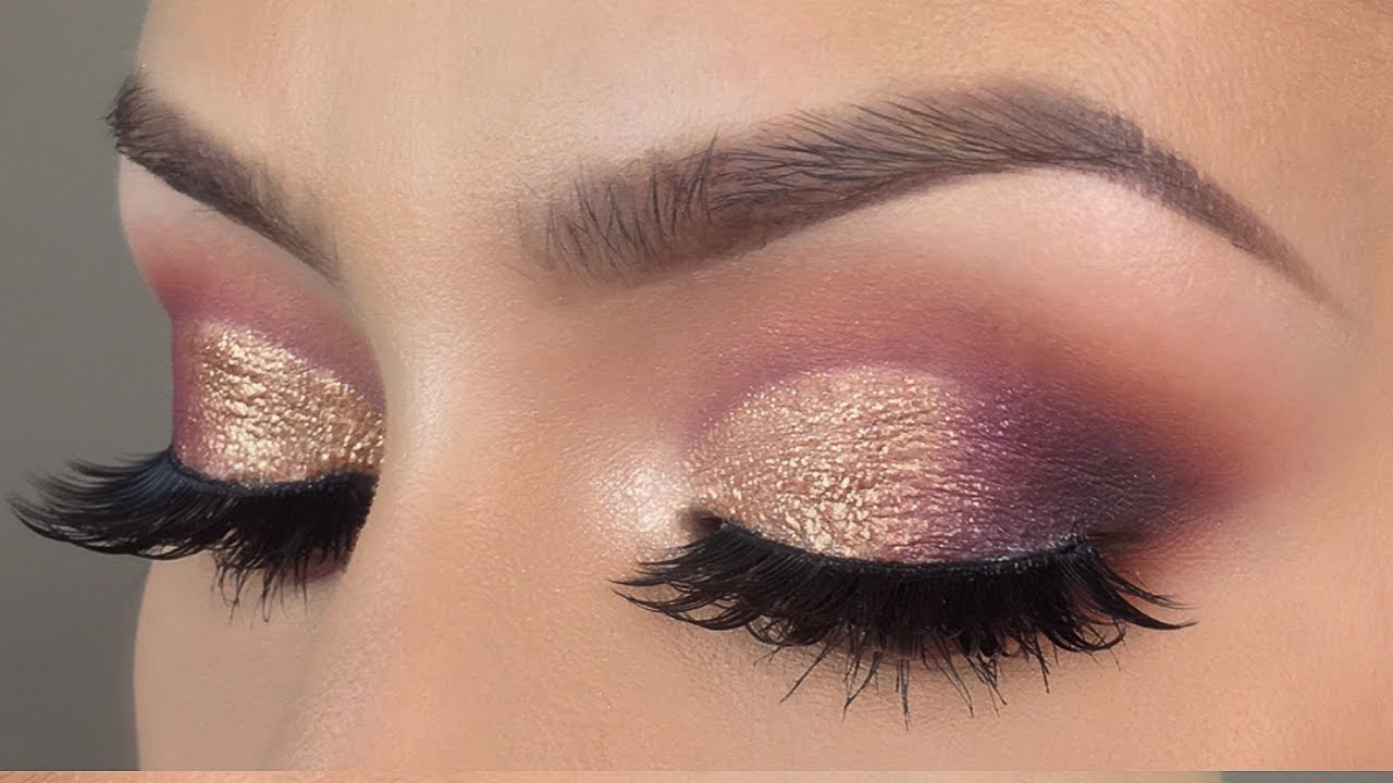 Урок макияжа в стиле «складка века» с фиолетовым золотом l Палитра HUDA BEAUTY Desert Dark