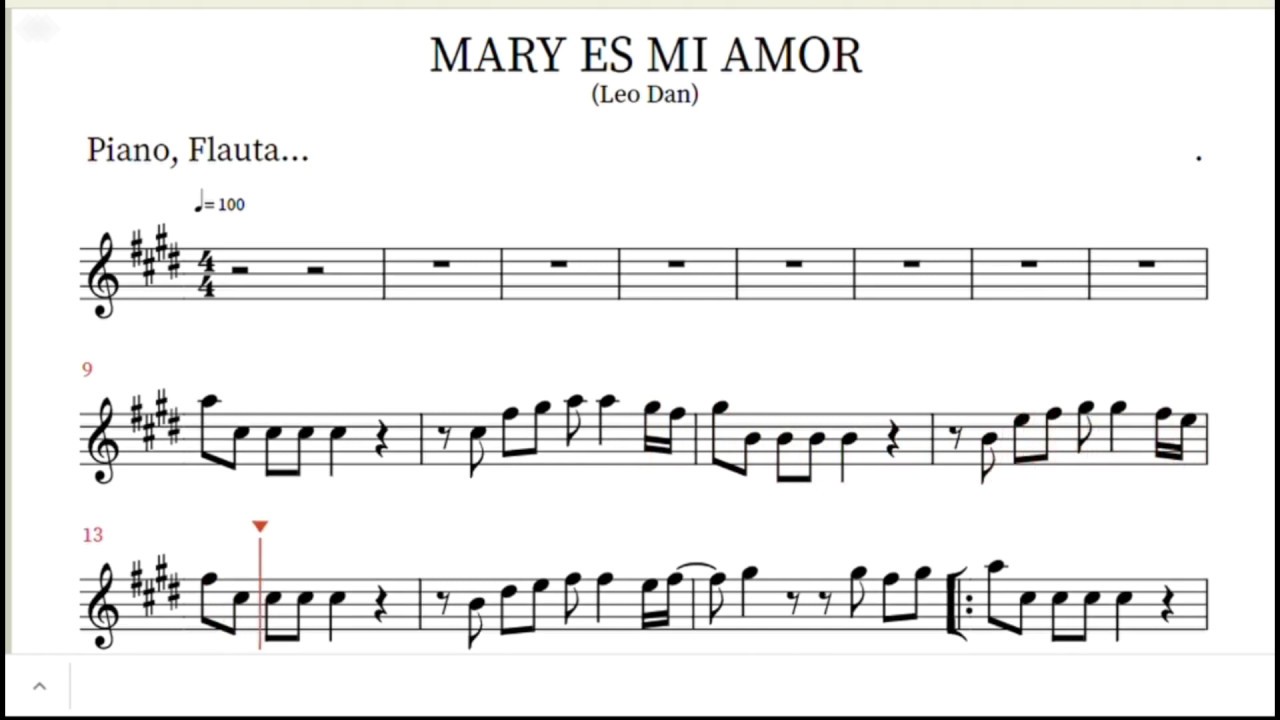 Mary es mi amor - Leo Dan - Partitura para Piano, Flauta...
