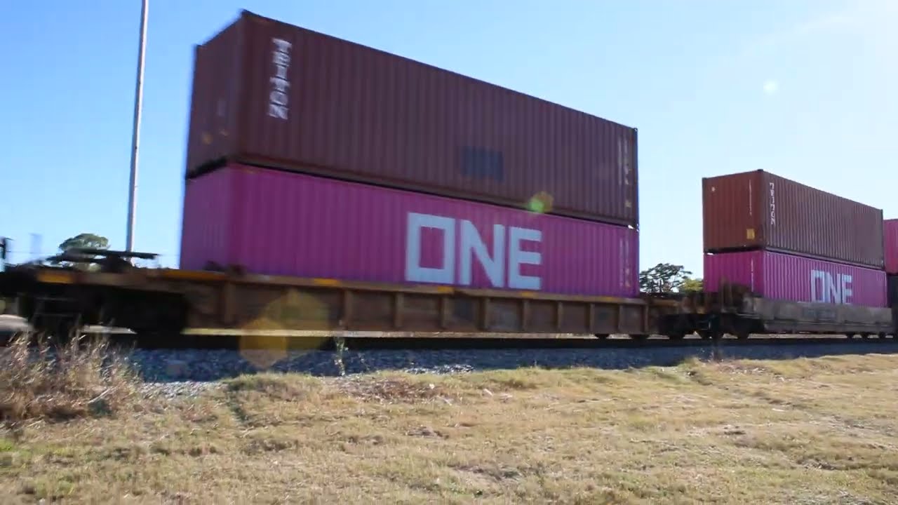 UP 6455 Stack Train Passing Through At Millsap, TX