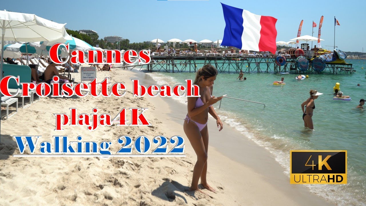 Cannes France Beach Walk / Plage de Croisette 2022 Summer