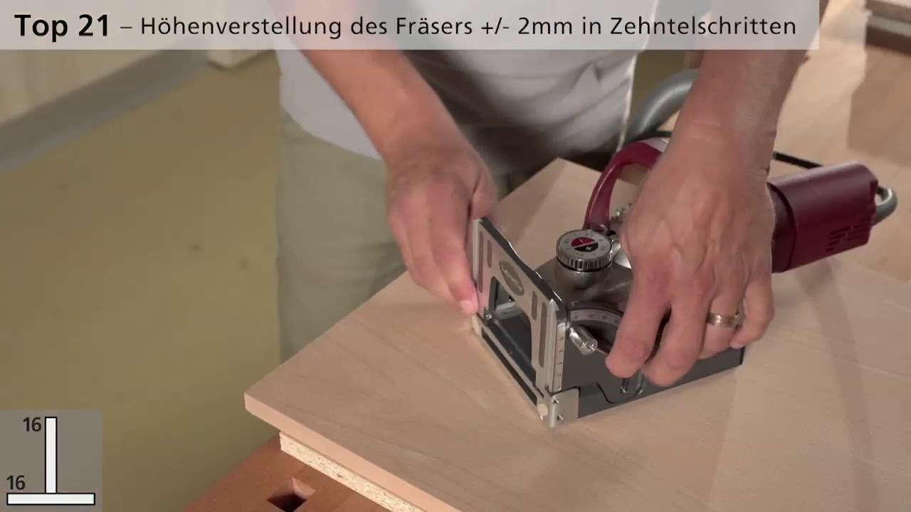 Lamello Nutfräse Top 21 Mittelwand 16 mm mittig