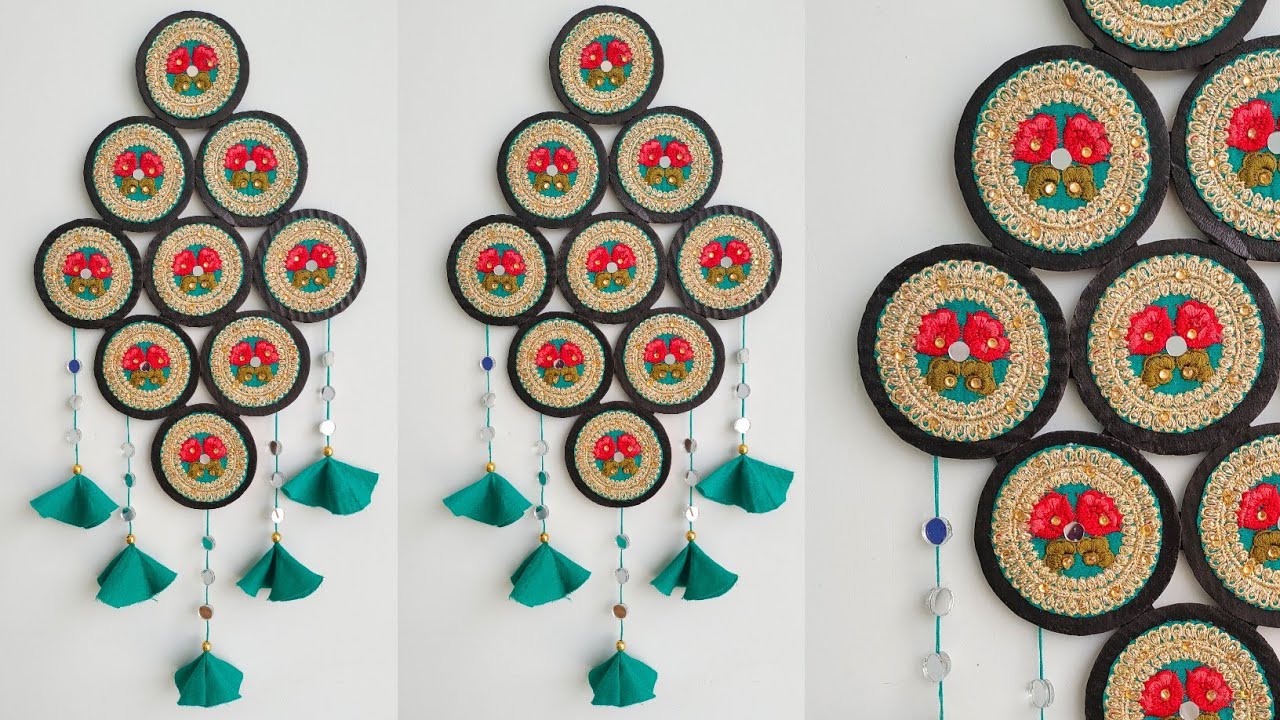 Unique Wall Hanging Craft Using fabric flower | Best Out Of Waste Cardboard | Home Decoration Ideas