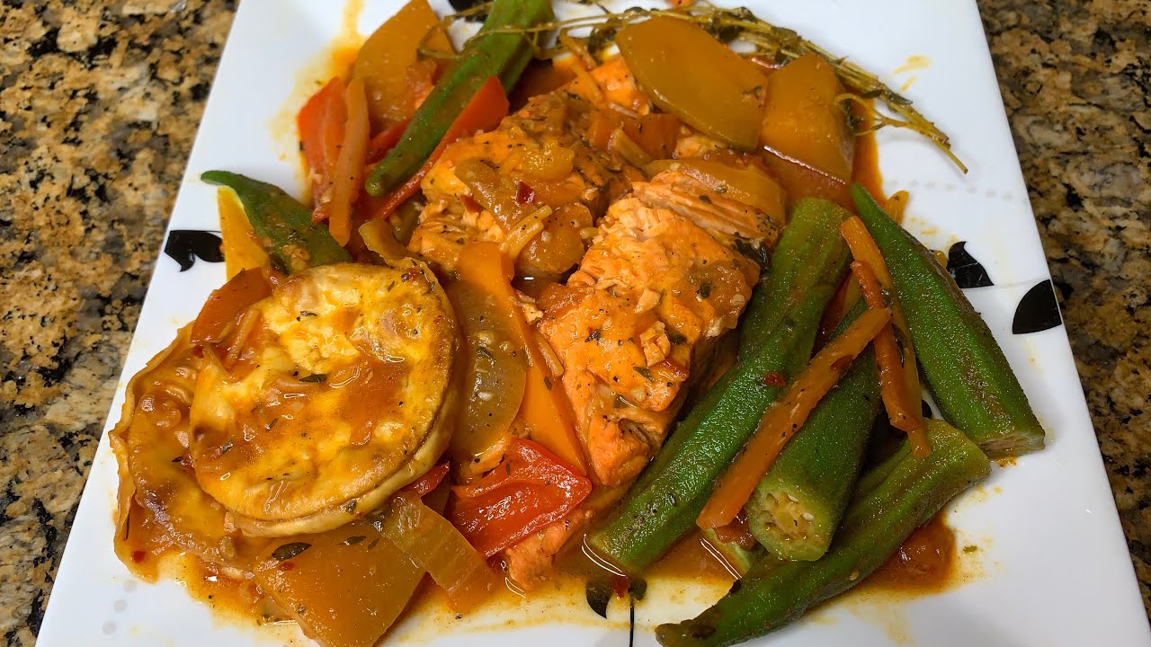 How to make Steam Fish (Salmon) Jamaican style with step by step instructions