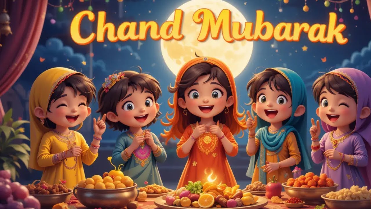 Chand Mubarak Song | Cute Eid Rhyme for Kids@Happy-Cutes