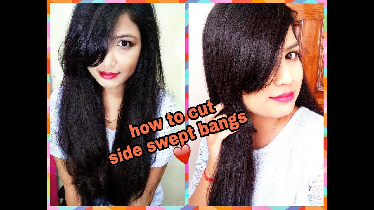 How to cut updated side swept bangs/fringe at home | Side swept bangs cutting tutorial