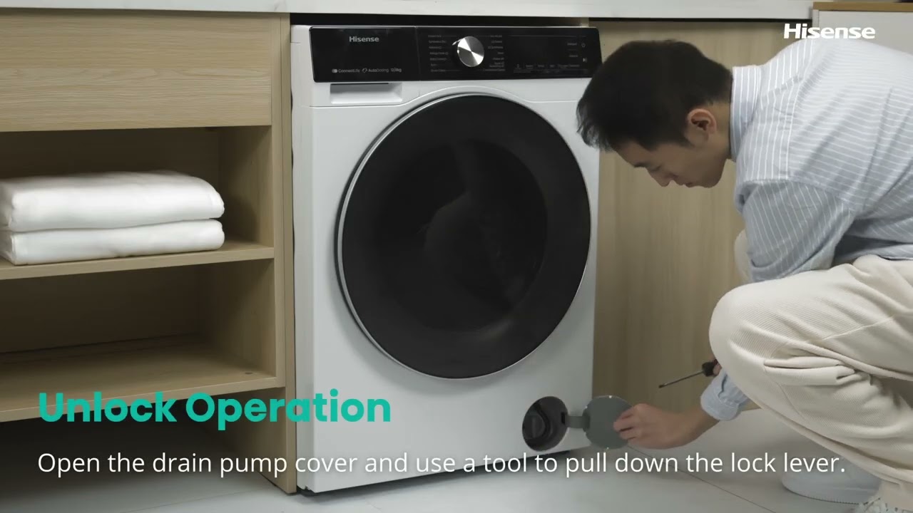How to open the door on a Hisense washing machine in an emergency