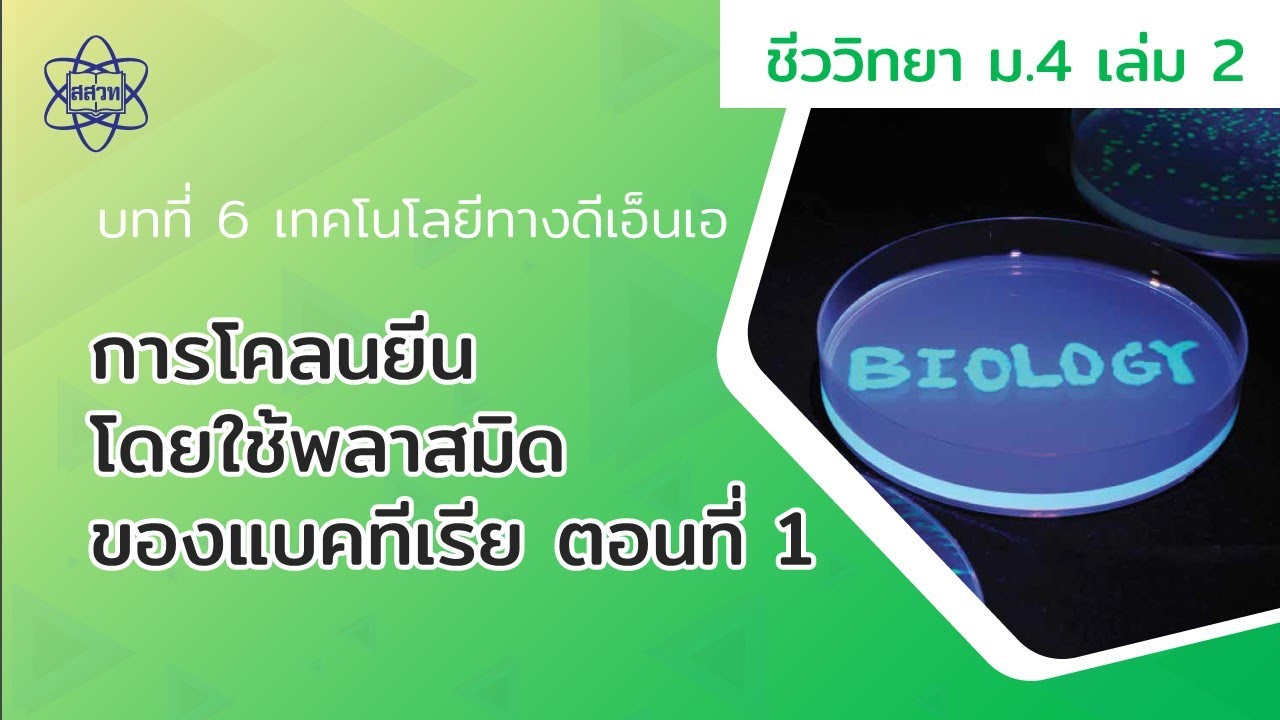 การโคลนยีนโดยใช้พลาสมิดของแบคทีเรีย ตอนที่ 1 (ชีววิทยา ม.4 เล่ม 2 บทที่ 6)