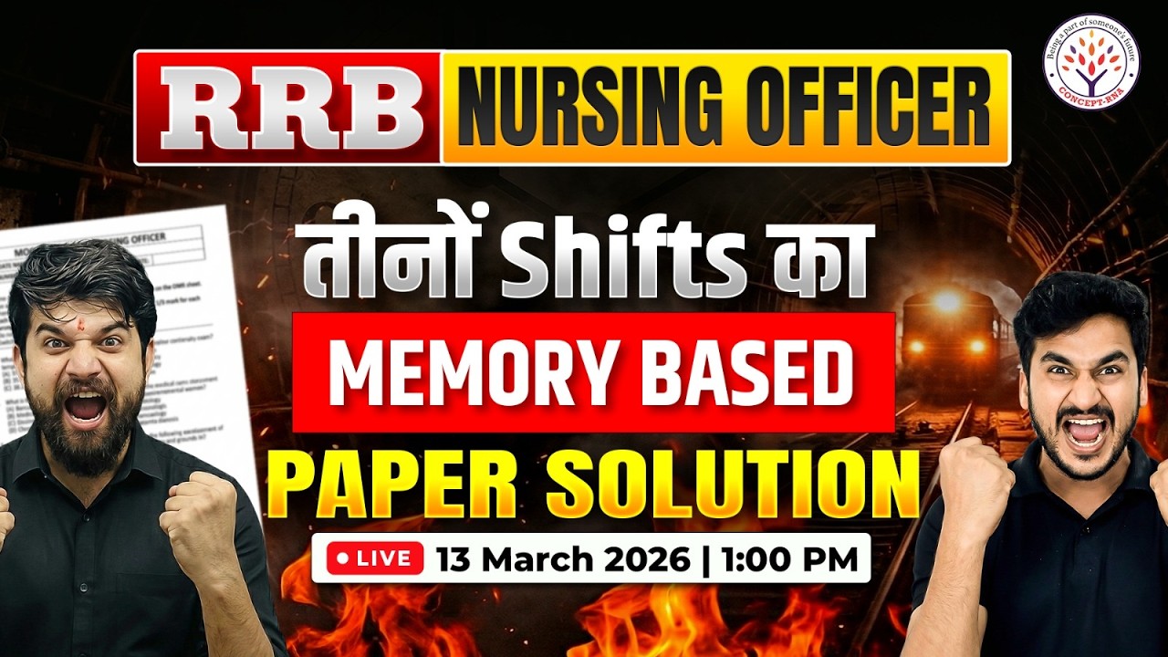 RRB Nursing Officer Paper Solution 2026|Memory Based Paper| RRB Nursing Superintendent Exam Analysis