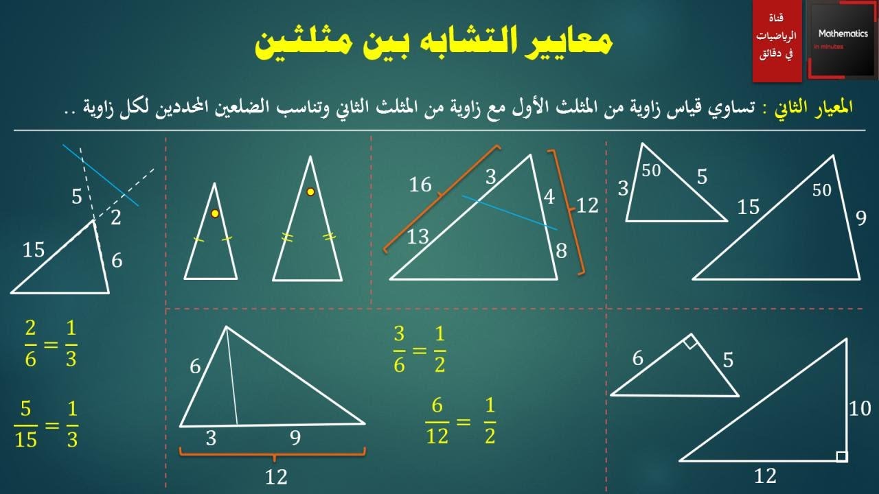 034 - معاييرالتشابه بين مثلثين - حالات تشابه مثلثين - 18 شكل من أشكال التشابه