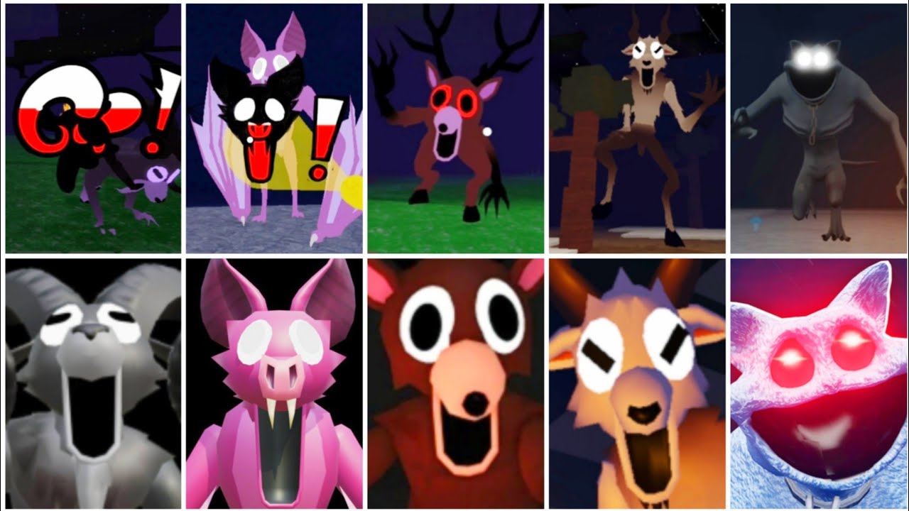 Ram Vs Bat Vs Deer Goat All Jumpscare - 99 Nights in the Forest - Attack
