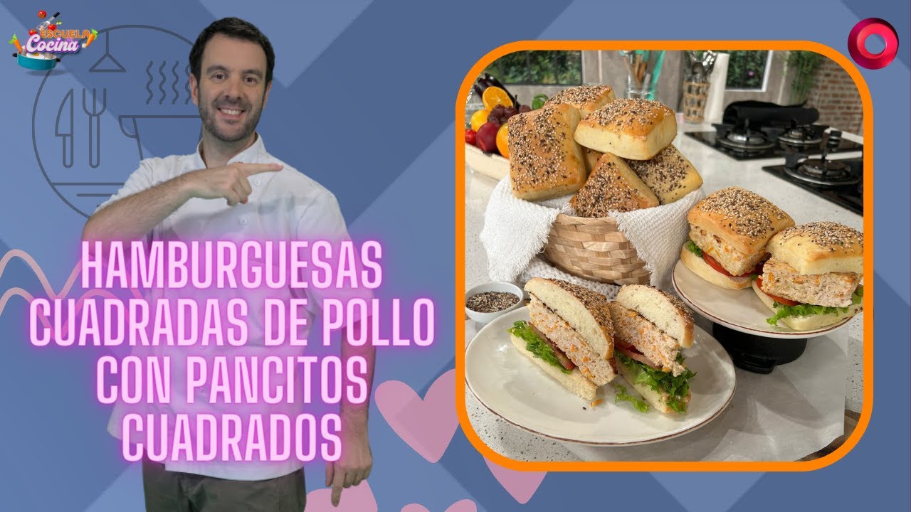 Hamburguesas cuadradas de pollo con pancitos cuadrados I #EscuelaDeCocina