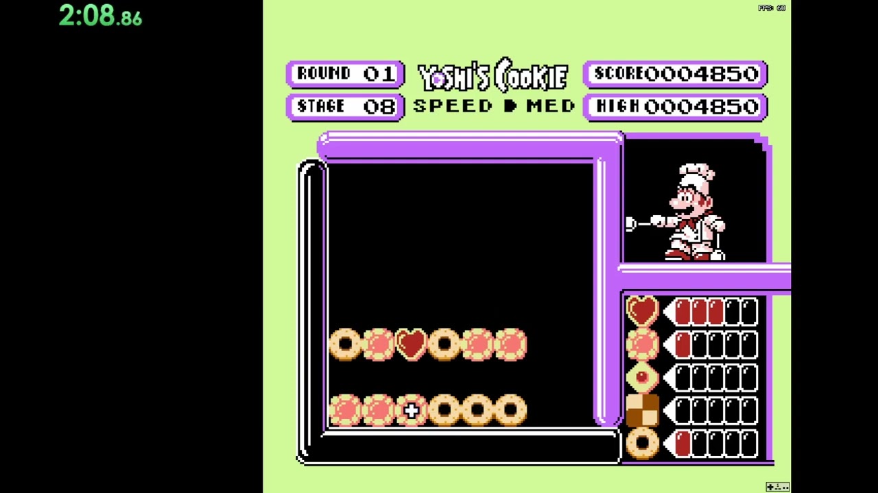 Yoshi's Cookie (NES) Round 1 speedrun: 3:28