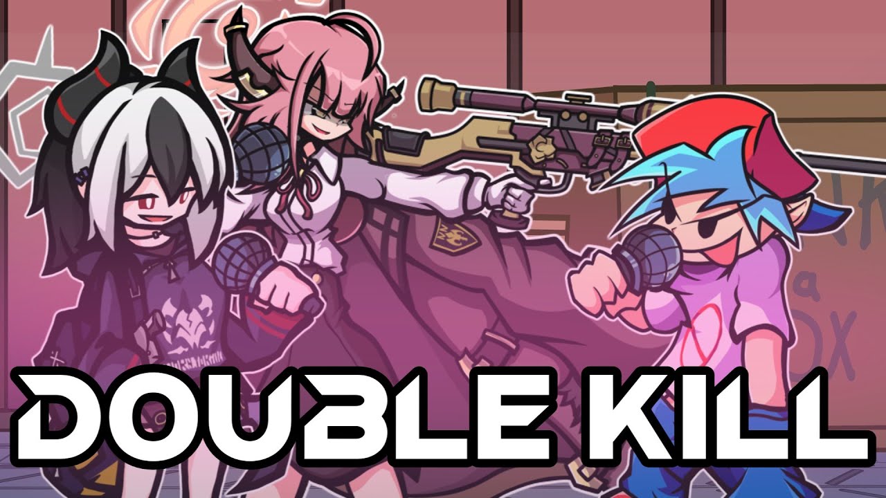 Double Kill Hun Remix but Kayoko, Aru and BF Sings it【Cover】【FNF】【Blue Archive】