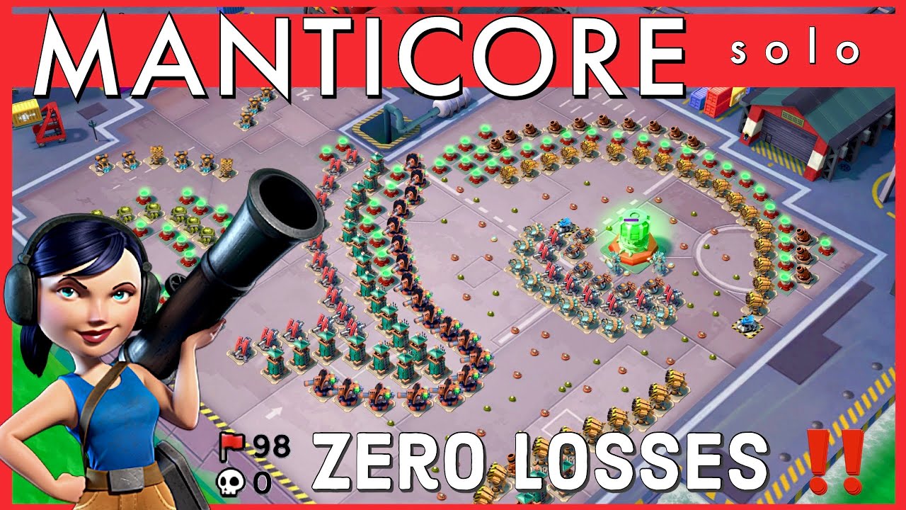 MANTICORE solo - ZERO zookas DIED 😎 operation MASSIVE ATTACK // BOOM BEACH gameplay/strategy