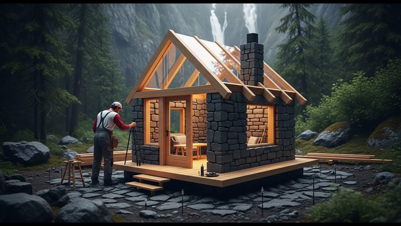 Building a Warm Mini Stone House in the Wild | Cinematic Off-Grid ASMR