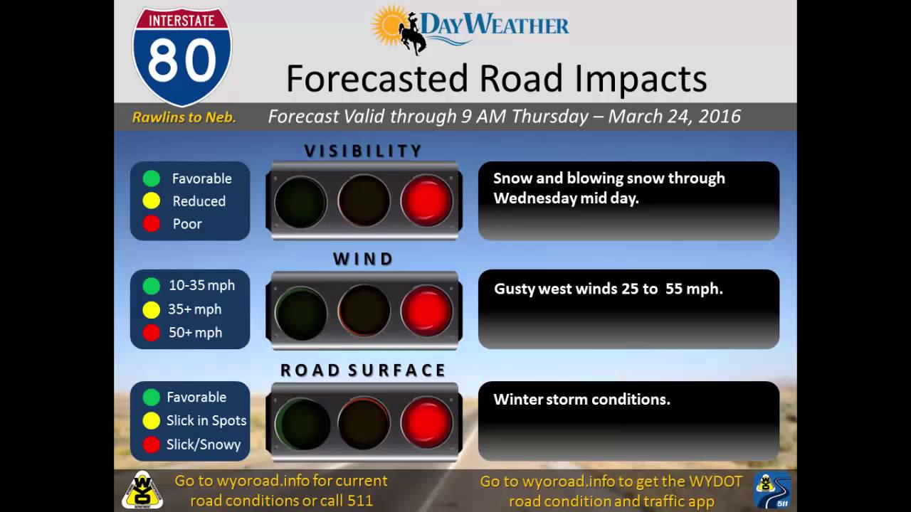 WYDOT Road Impact Forecast for Wednesday, March 23