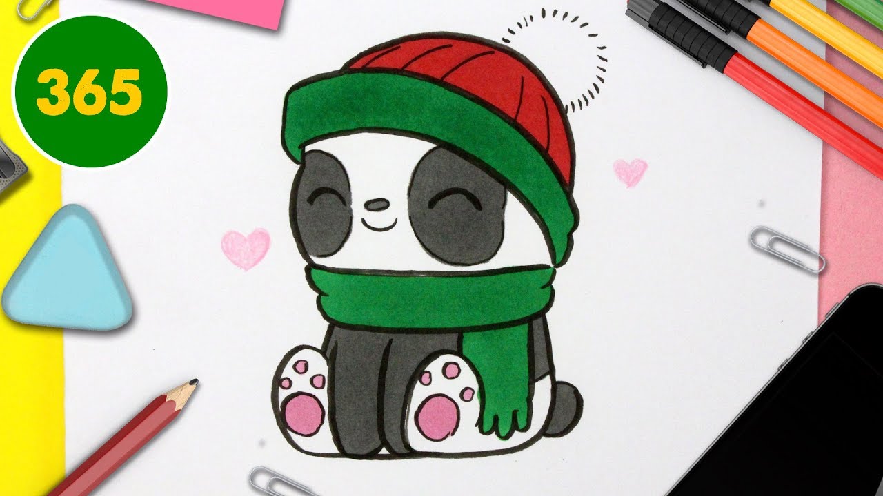 COMMENT DESSINER PANDA NOËL KAWAII ÉTAPE PAR ÉTAPE – Dessins kawaii facile