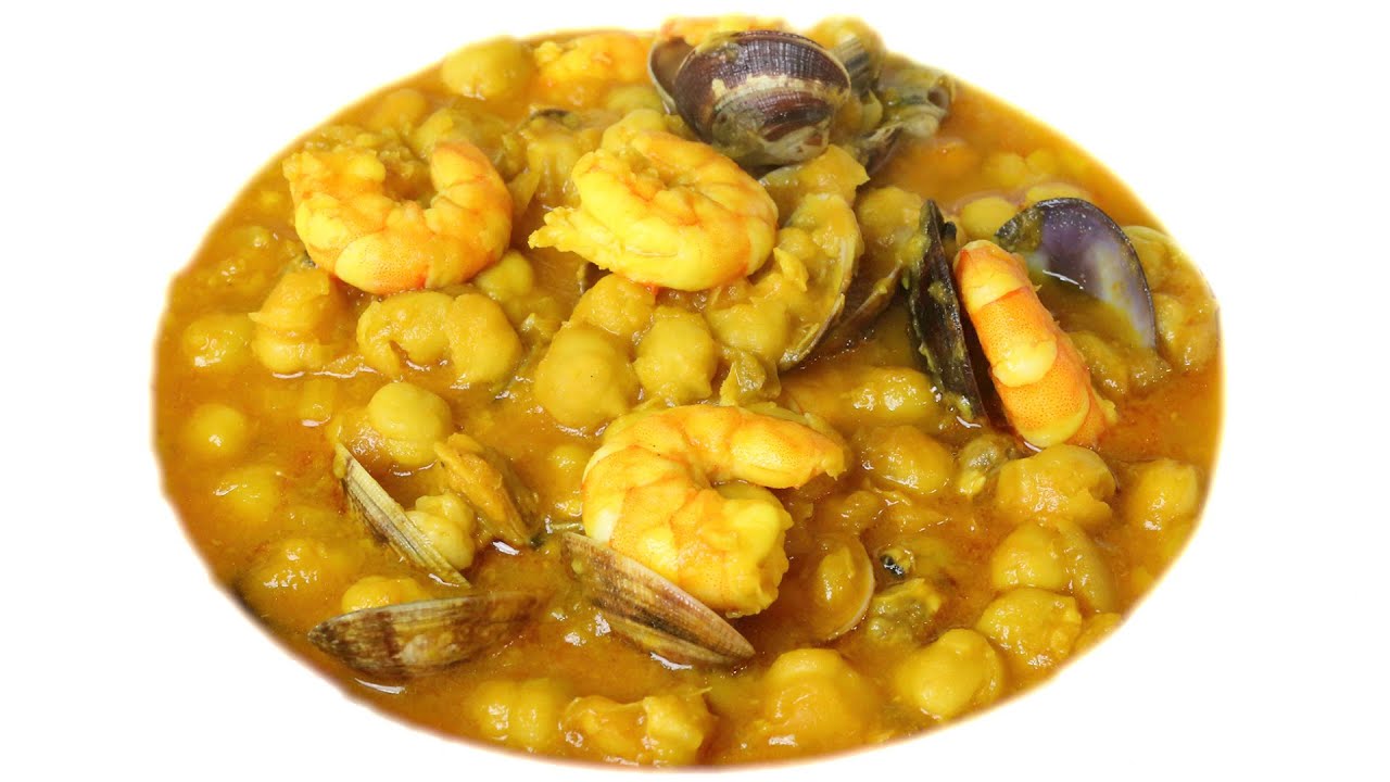 Garbanzos con almejas y langostinos - Cocina andaluza y espa&ntilde;ola | Andaluc&iacute;a Videorecetas