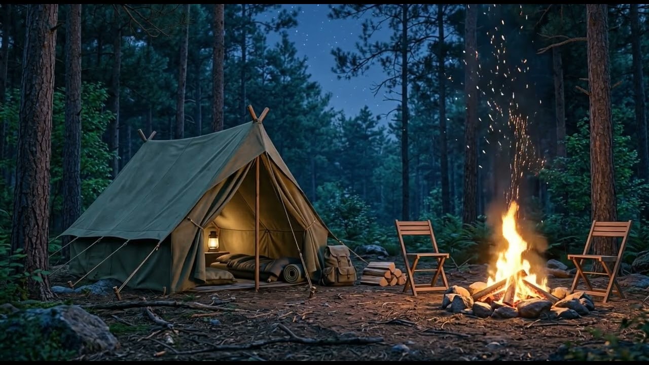 Twilight Campfire & Forest Ambience to Sleep Study Relax