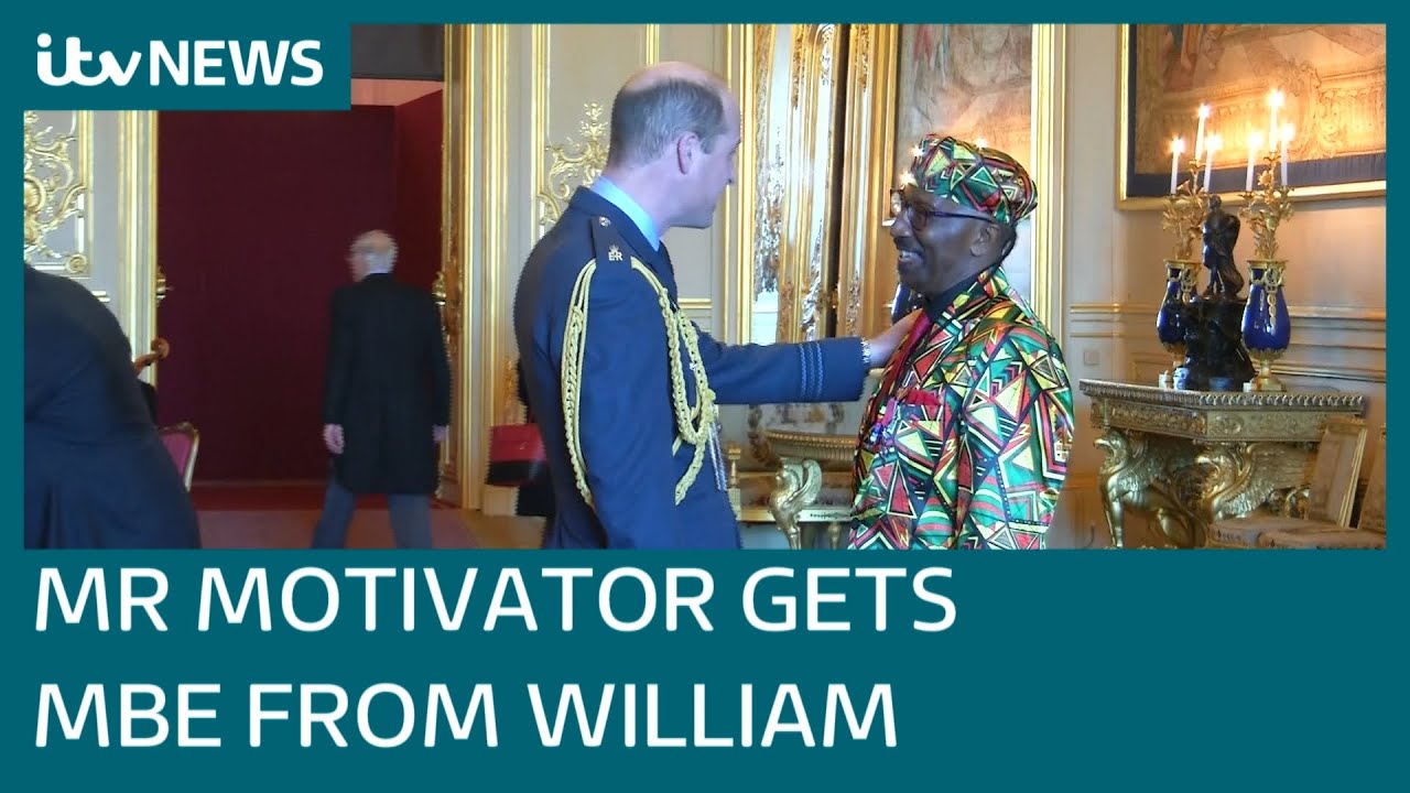 Mr Motivator beams with joy as he receives MBE from Prince William at Windsor Castle | ITV News