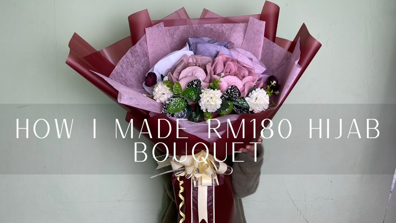Bouquet Tudung 5 kuntum RM180 | How i made RM180 Bouquet | Buket Hijab | Big Bouquet Diy | DIY Gift